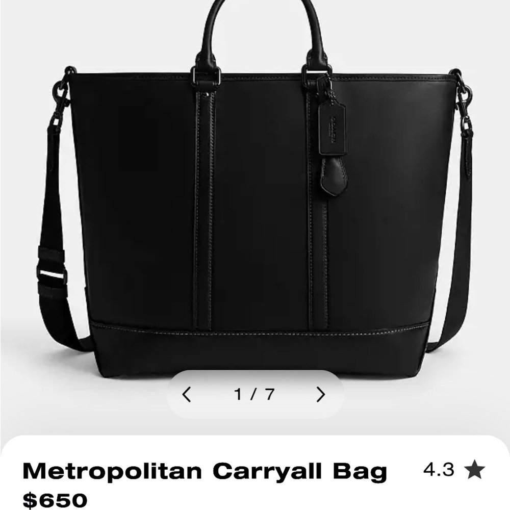 COACH Black Metropolitan Carryall Bag